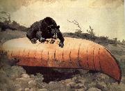 Winslow Homer Black Bear and Canoe oil on canvas